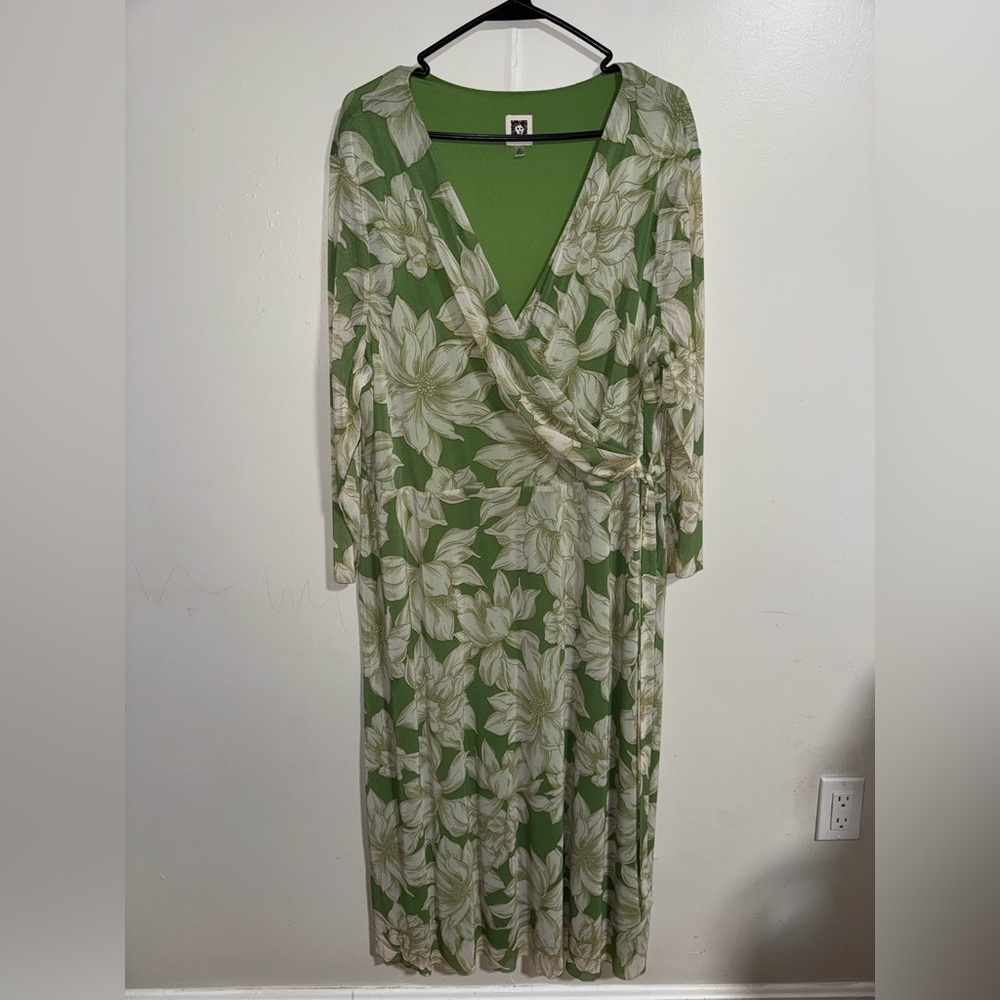 Annie Klein Floral Print MIDI Wrap Dress Size 3X - Picture 2 of 7